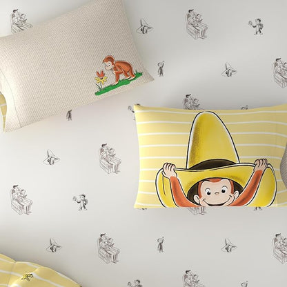 Curious George Bedding Set, Twin Size 5 Piece Set Kids Super Soft Cozy Reversible Comforter and Sheet Set with Sham, (100% Officially Licensed Product) by Franco