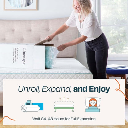 Linenspa 3 Inch Swirl Gel Memory Foam Mattress Topper, King Size – Cooling Gel Infused, Ventilation Holes – Pressure Relieving Bed Topper – CertiPUR Certified