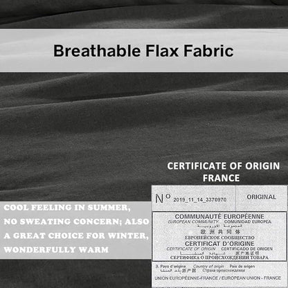 Simple&Opulence 100% French Linen Euro Shams with Embroidery (26'' x 26'') - Pack of 2 - Pre Washed Solid Color Natural Flax Soft Breathable - Dark Grey