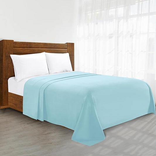 Luxury Flat Sheet on Amazon Elegant Comfort Wrinkle-Free 1500 Premier Hotel Quality 1-Piece Flat Sheet, Queen Size, Aqua