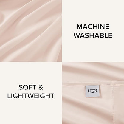 UGG Hedi King Sheet Set 4-Piece Luxury Cooling Sheets Deep Pockets Premium Bedding with 2 Pillow Shams Hypoallergenic Machine Washable Soft Lightweight Bed Set for Bedroom, King, Shell Light Pink