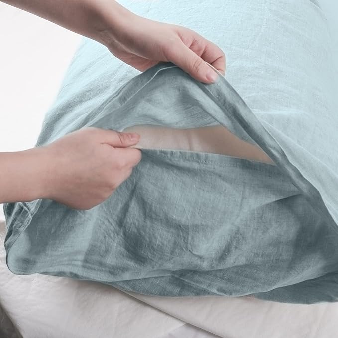 Simple&Opulence Body Pillow Cover 20" x 54",100% Pure Linen, Ultra Soft and Breathable, Body Pillowcase with Envelope Closure for Adults (Dusty Blue)