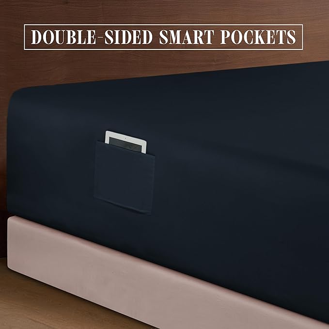 Elegant Comfort Luxurious 1500 Premium Hotel Quality Microfiber 4-Piece Sheet Set, 18-24 Inches Deep - Extra Deep Pocket Sheets - Ultra Soft 4PC Deep Pocket Sheets, Full, Black