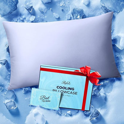 Ice Cooling Pillowcase for Hot Sleepers, Instantly Cool, Stays Cold All Night, Softer Than Silk Pillow Cases, Pillow Covers with Invisible Zipper, Gift for Men & Women - King Size, Purple (1 Pack)