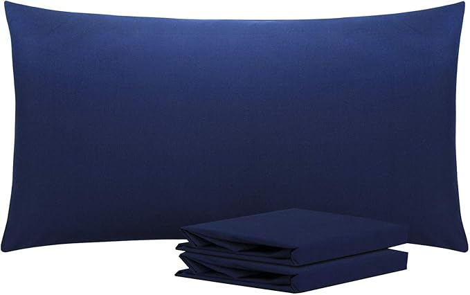 NTBAY King Pillowcase Set - 2 Pack Brushed Microfiber 20x36 Pillowcases - Soft, Wrinkle-Free, Fade-Resistant, Stain-Resistant, Navy Pillowcases with Envelope Closure - 20x36 Inches, Navy