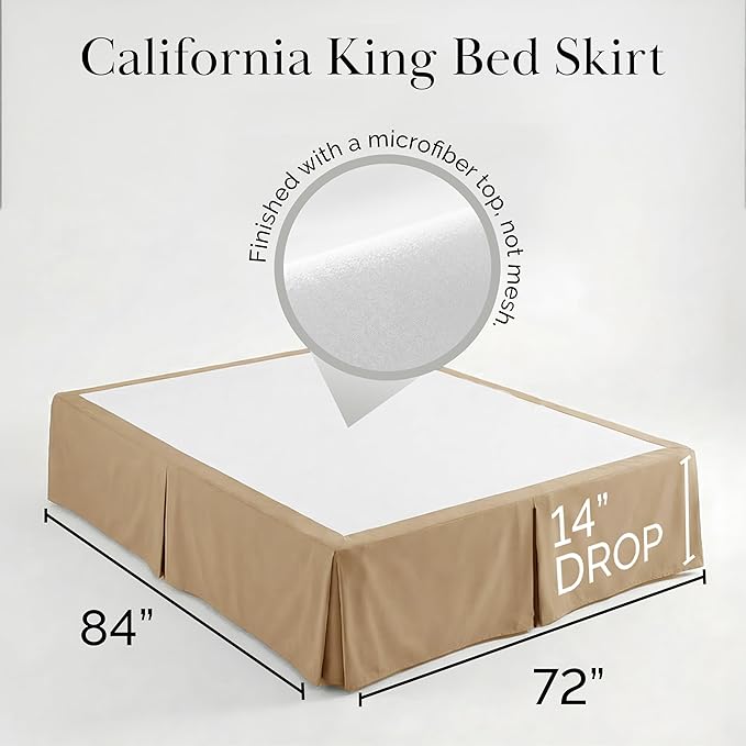 Southshore Fine Living, Inc. California King Size Bed Skirt, 14-Inch Drop Pleated Bed Skirt for California King Mattress, Dust Ruffle for California King Size Bed, Taupe