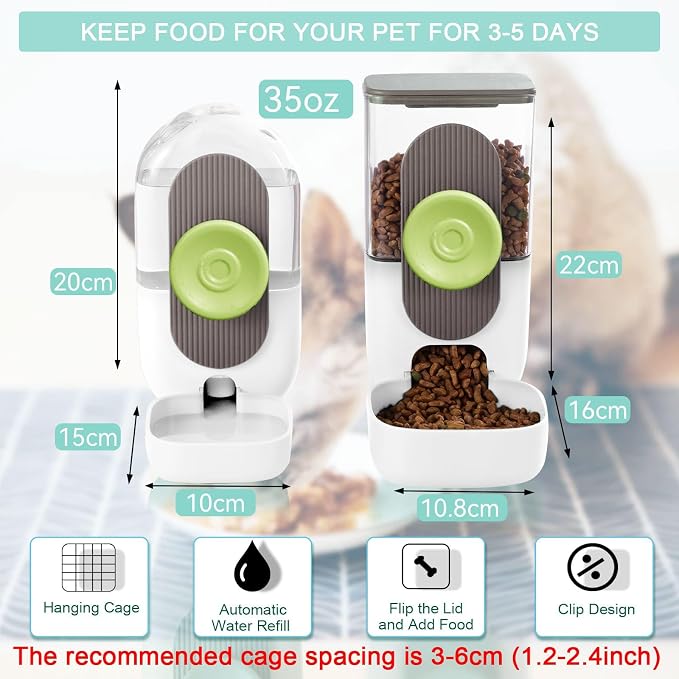 Lemtrflo Rabbit Feeder, Bunny Water Bottle Dispenser, Pet Cage Food Bowl | Suitable for Rabbits, Guinea Pigs, Ferrets, Cat and Other Small Pets