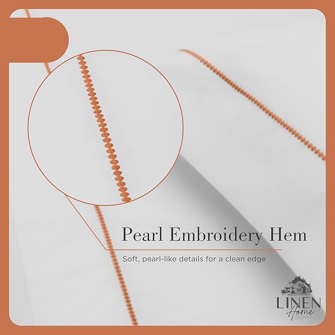 Linen Home 100% Cotton Percale Pearl Stitch Pillowcases Queen/Standard Size, Peach, 2 Pieces of Pillow Case, Crisp and Cool Strong Bed Linen, 20 inches X 30 inches