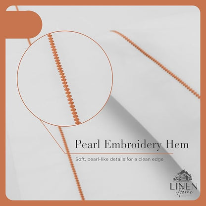 Linen Home 100% Cotton Percale Pearl Stitch Pillowcases Queen/Standard Size, Peach, 2 Pieces of Pillow Case, Crisp and Cool Strong Bed Linen, 20 inches X 30 inches
