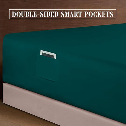 Elegant Comfort Luxurious 1500 Premium Hotel Quality Microfiber 4-Piece Sheet Set, 18-24 Inches Deep - Extra Deep Pocket Sheets - Ultra Soft 4PC Deep Pocket Sheets, California King, Marine Teal