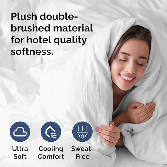 Duvet Cover Twin/Twin XL Size Set - Extra Soft Twin/Twin XL Duvet Cover 68" x 90" with 1 Pillow Sham - Hotel Luxury, Easy Care, Fade Free w/ Zipper Closures & Ties - Comfy, Cozy & Breathable (White)