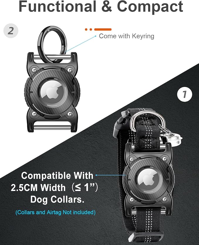 for Airtag Dog Collar Holder | Airtag Dog Waterproof - Airtag Holder for Dog Collar with Removable Metal Loop, Sturdy TPU, Lightweight, Compact Size,Fit 1" Width Collar,Airtag 1st,2nd Gen,Blue