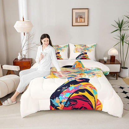 Erosebridal 3D Bedding Comforter Sets - Japanese Girl Style Full for Cartoon Fans - Kawaii Design Pattern Duvet Insert with 2 Pillow Cases