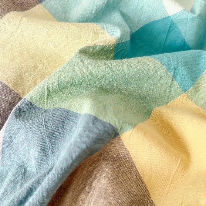 FACE TWO FACE Bedding Duvet Cover Set100% Washed Cotton Duvet Cover Linen Like Textured Breathable Durable Soft Comfy (Twin, Yunxi Blue)