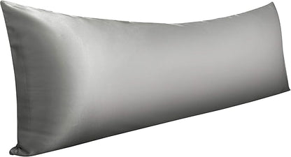 NTBAY Satin Body Pillowcase for Hair and Skin, Luxurious and Silky Pillow case with Envelope Closure, 20x54 Inches, Grey