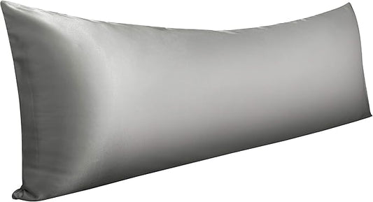 NTBAY Satin Body Pillowcase for Hair and Skin, Luxurious and Silky Pillow case with Envelope Closure, 20x54 Inches, Grey