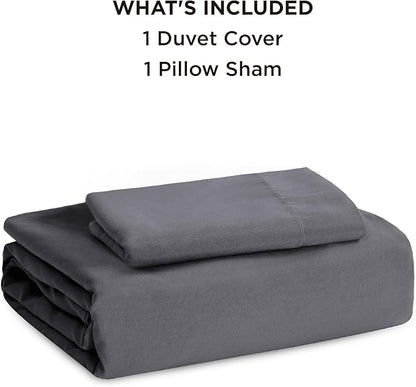 Bedsure Dark Grey Duvet Cover Twin/Twin XL Size - 2 Pieces Prewashed Cotton-Like Extra Soft Bedding Set, Includes 1 Twin Duvet Cover 68x90 Inches with Zipper Closure & 1 Pillow Sham, No Comforter