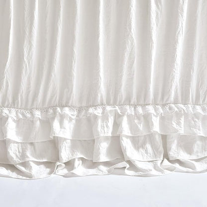 Lush Decor Ella Vintage Chic Ruffle Lace Bedspread Light Gray Farmhouse Style Lightweight 3 Piece Set King
