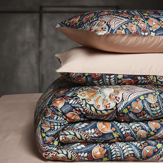 Cupocupa Duvet Cover Set;Duvet Cover Full Bedding Set Fluffy Boho Duvet Cover Set Paisley Floral Bedding Collection Duvet Cover with Pillowcases