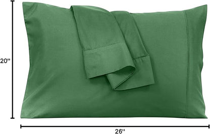 Royale Linens Standard Pillowcase Set of 2 - Bed Pillow Cover - 20"x26" - Pillowcases - 1800 Brushed Microfiber, Wrinkle & Fade Resistant - Soft & Cozy- Standard Size Pillow Case (STD, Hunter Green)
