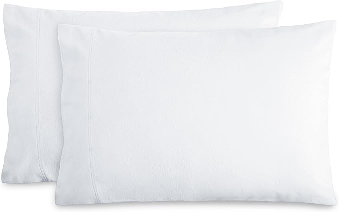 Bare Home Flannel King Pillowcases Set of 2-100% Cotton - Velvety Soft & Cozy - Double Brushed Heavyweight Flannel Pillowcases (King Pillowcase Set of 2, White)