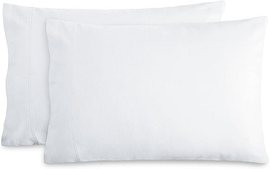 Bare Home Flannel King Pillowcases Set of 2-100% Cotton - Velvety Soft & Cozy - Double Brushed Heavyweight Flannel Pillowcases (King Pillowcase Set of 2, White)