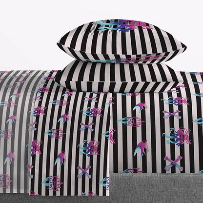 Jay Franco Kids Sheet Set with Fitted, Flat Sheets & Pillow Cover - Ultra-Soft Bedding with Pillowcase for Room Decor, Multi Color - Descendants, 4 Piece Queen