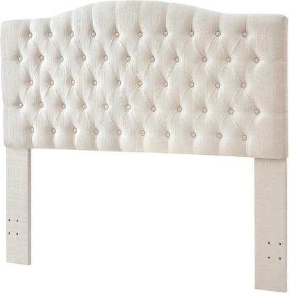 Furpopup Linen Upholstered Headboard Queen/Full Size Bed Tufted Button Headboard, Featuring High-Density Sponge Padding, Luxury Texture Easy Assembly Comfort and Style-Ivory