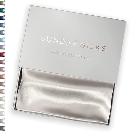 SUNDAYSILKS™ 100% Mulberry Silk Pillowcase, Silk Pillow Cases for Hair & Skin, Superior to Satin Pillowcase, with Zipper, Standard, Queen, King Sizes, Anti-Wrinkle, Cooling, Non-Slip Silk Pillowcases