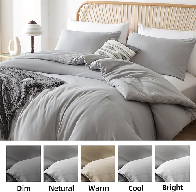 ROSGONIA California King Comforter Set Grey, 3pcs (1 Boho Cal King Comforter & 2 Pillowcases) All Season Lightweight Bedding Blanket Quilt
