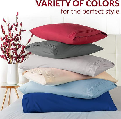 Mellanni Pillow Cases Set - 4 PC Iconic Collection Pillowcases - Hotel Luxury, Extra Soft, Cooling Pillow Covers - Wrinkle, Fade, Stain Resistant (King 20" x 40", White) (Pack of 2)