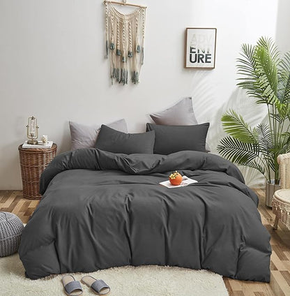 KAREVER Gray Comforter Set Queen Grey Bedding Set Women Breathable Bed Blanket Set Men Deep Gray Lightweight Quilts Set Queen Size