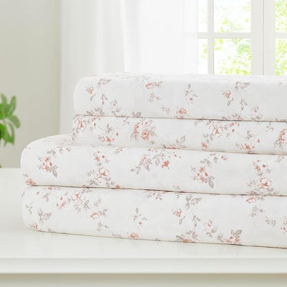 Modern Threads Silky Soft Microfiber and Wrinkle Free Sheets - Luxurious Microfiber Bed Sheets Includes Flat Sheet, Fitted Sheet with Deep Pockets, & Pillowcases Kashmir Rose Clay, Twin