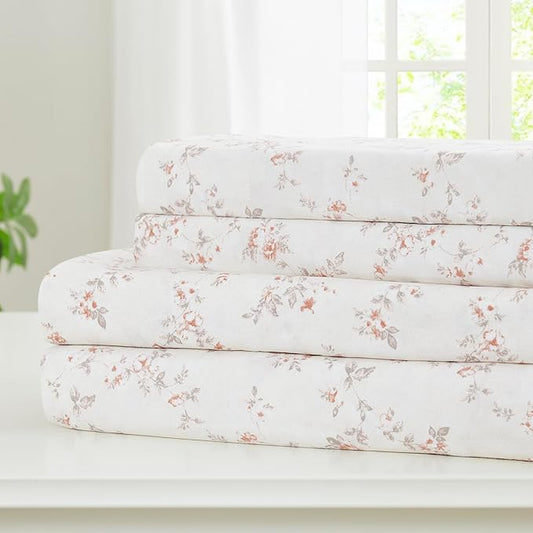 Modern Threads Silky Soft Microfiber and Wrinkle Free Sheets - Luxurious Microfiber Bed Sheets Includes Flat Sheet, Fitted Sheet with Deep Pockets, & Pillowcases Kashmir Rose Clay, Twin