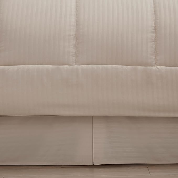 Queen Comforter Set 8 Piece Bed in a Bag with Bed Skirt, Fitted Sheet, Flat Sheet, 2 Pillowcases, 2 Pillow Shams, Queen, Dobby Beige