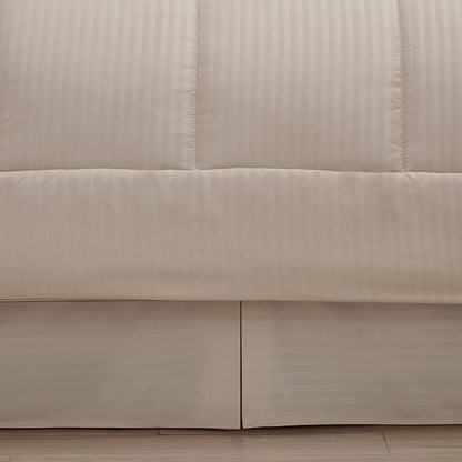 Queen Comforter Set 8 Piece Bed in a Bag with Bed Skirt, Fitted Sheet, Flat Sheet, 2 Pillowcases, 2 Pillow Shams, Queen, Dobby Beige