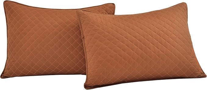 Lush Decor Ava Quilt Diamond Pattern Solid 3 Piece Oversized Bedding Blanket Bedspread Set - King - Rust