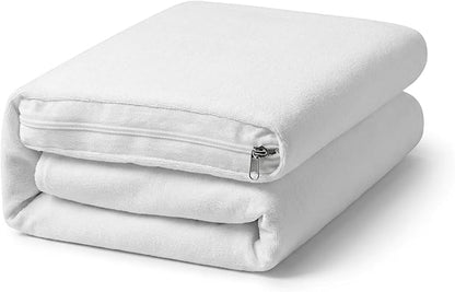 Twin Extra Long (XL) Mattress Protector - Zippered Waterproof Mattress Cover - Deep Pocket Encasement with Cotton Terry Top