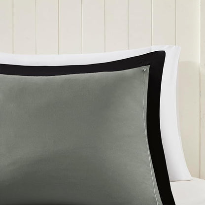 Madison Park Comforter Set, Reversible Down Alternative All Season Microfiber Bedding, 3M Scotchgard Stain Release, Twin/Twin XL Dorm Comforter, Black/Grey