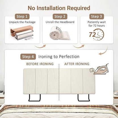 Full Size Headboard Only-No Assembly Required, Beige | Easy to use no assembly required, Linen fabric and extra-thick foam for added comfort, Modern style headboard full size