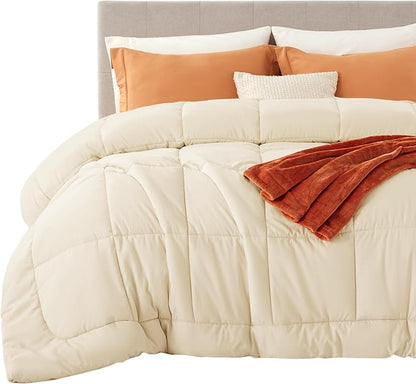 Bedsure Comforter Duvet Insert - Quilted Comforters King Size, All Season Duvet, GentleSoft Down Alternative Bedding, with 8 Tabs, Gifts for Women/Men, Cream,King 90 x 102 Inches