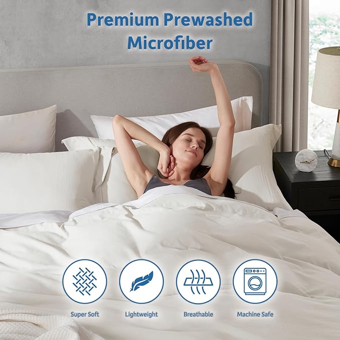 Nestl Twin Duvet Cover Set - Soft Prewashed Off White Duvet Cover Twin/Twin XL, 2 Piece, with Zipper Closure, 1 Duvet Cover 68x90 inches and 1 Pillow Sham - No Comforter