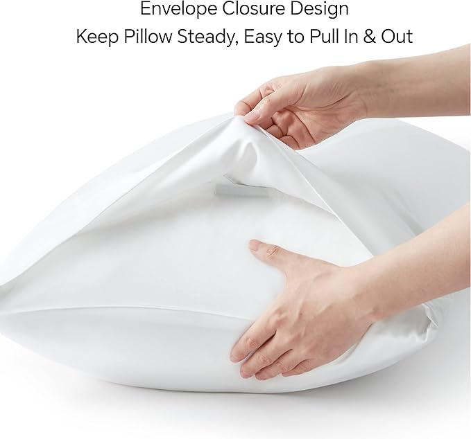 BEDELITE King Size Pillow Cases Set of 2, Rayon Derived from Bamboo, Cooling Pillow Cases for Hot Sleepers & Night Sweats, Breathable and Silky Soft Envelope Pillowcases(White, 20"x36")