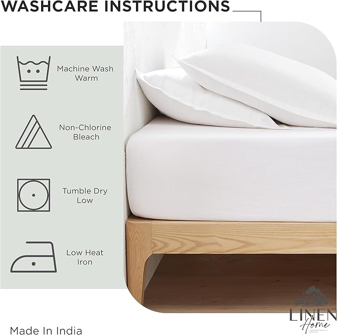 Linen Home 100% Cotton Percale Pillowcases King Size, Dove Grey, 2 Pieces of Pillow Case, Crisp and Cool Strong Bed Linen, 20 inches X 40 inches