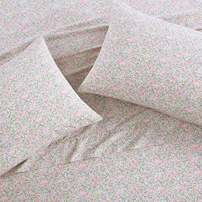 Laura Ashley - Queen Sheets, Cotton Percale Bedding Set, Lightweight & Breathable Home Decor (Lovestone Pink, Queen)