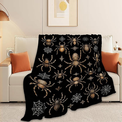 Gothic Spider Blanket Super Soft Warm Fluffy Fleece Flannel Insect Throw Blanket Cozy Fuzzy Plush Stuff Bedding Blankets Gifts for Women Kids Boys Girls Adults 60"X50"