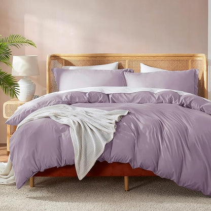 Nestl Twin Duvet Cover Set - Soft Double Brushed Dusty Purple Duvet Cover Twin XL, 2 Piece, with Button Closure, 1 Duvet Cover 68x90 inches and 1 Pillow Sham