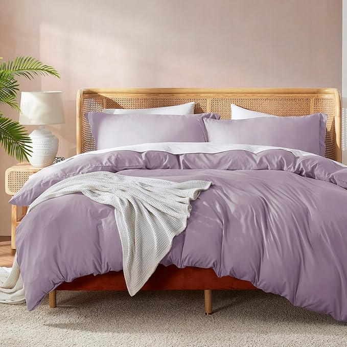 Nestl Dusty Purple Duvet Cover King Size - Soft Double Brushed King Duvet Cover Set, 3 Piece, with Button Closure, 1 Duvet Cover 104x90 inches and 2 Pillow Shams