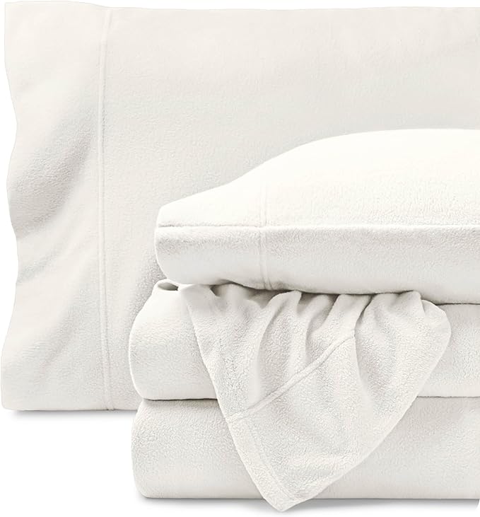 Bare Home Super Soft Fleece Sheet Set - Queen Size - Extra Plush Polar Fleece, No-Pilling Bed Sheets - All Season Cozy Warmth (Queen, Cream)