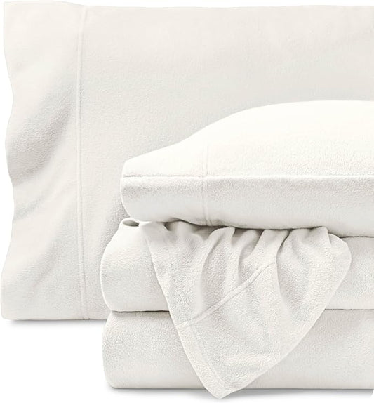 Bare Home Super Soft Fleece Sheet Set - Queen Size - Extra Plush Polar Fleece, No-Pilling Bed Sheets - All Season Cozy Warmth (Queen, Cream)